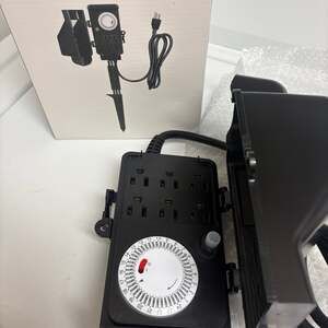 Outdoor Power Stake Timer with 6 Outlets, 6ft Extension Cord, Waterproof